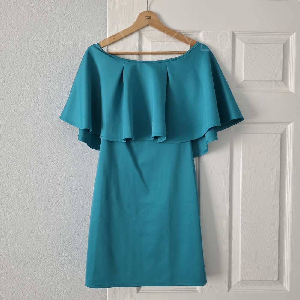 APARTMENT 8 Elegant Teal Off-Shoulder Mini Dress / size Small